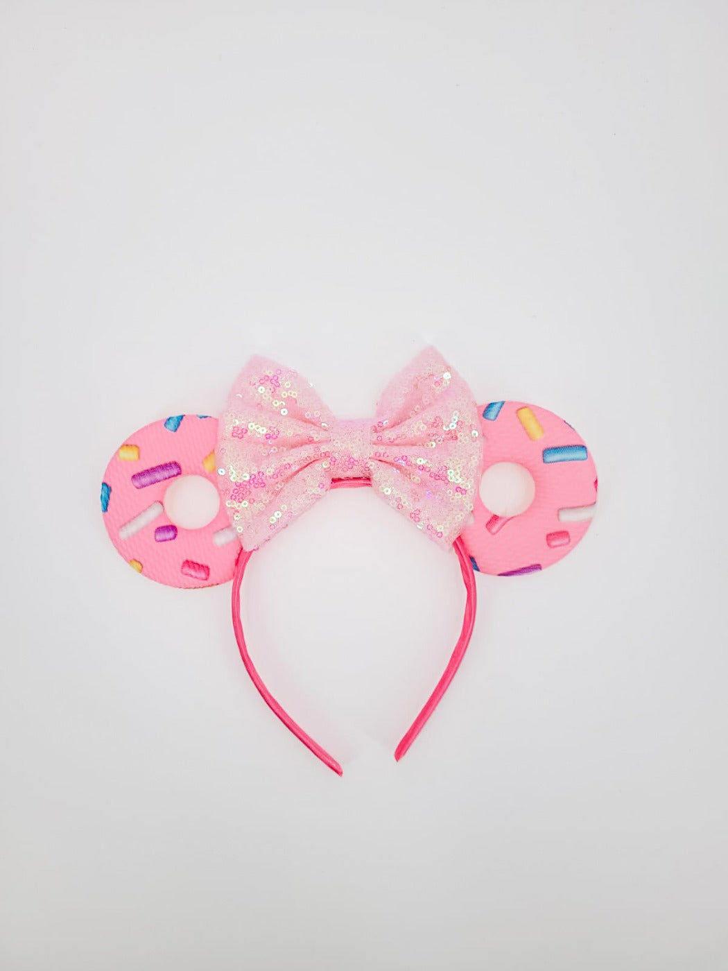 Donut Themed Ear Headband with Pink Sequined Bow