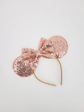 Load image into Gallery viewer, Rose Gold Sequined Headband with Matching Sequined Bow
