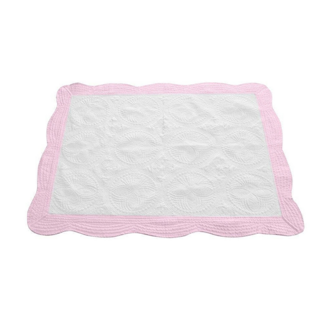 Heirloom Baby Quilted Blankets - White/Pink