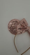 Load and play video in Gallery viewer, Rose Gold Sequined Headband with Matching Sequined Bow
